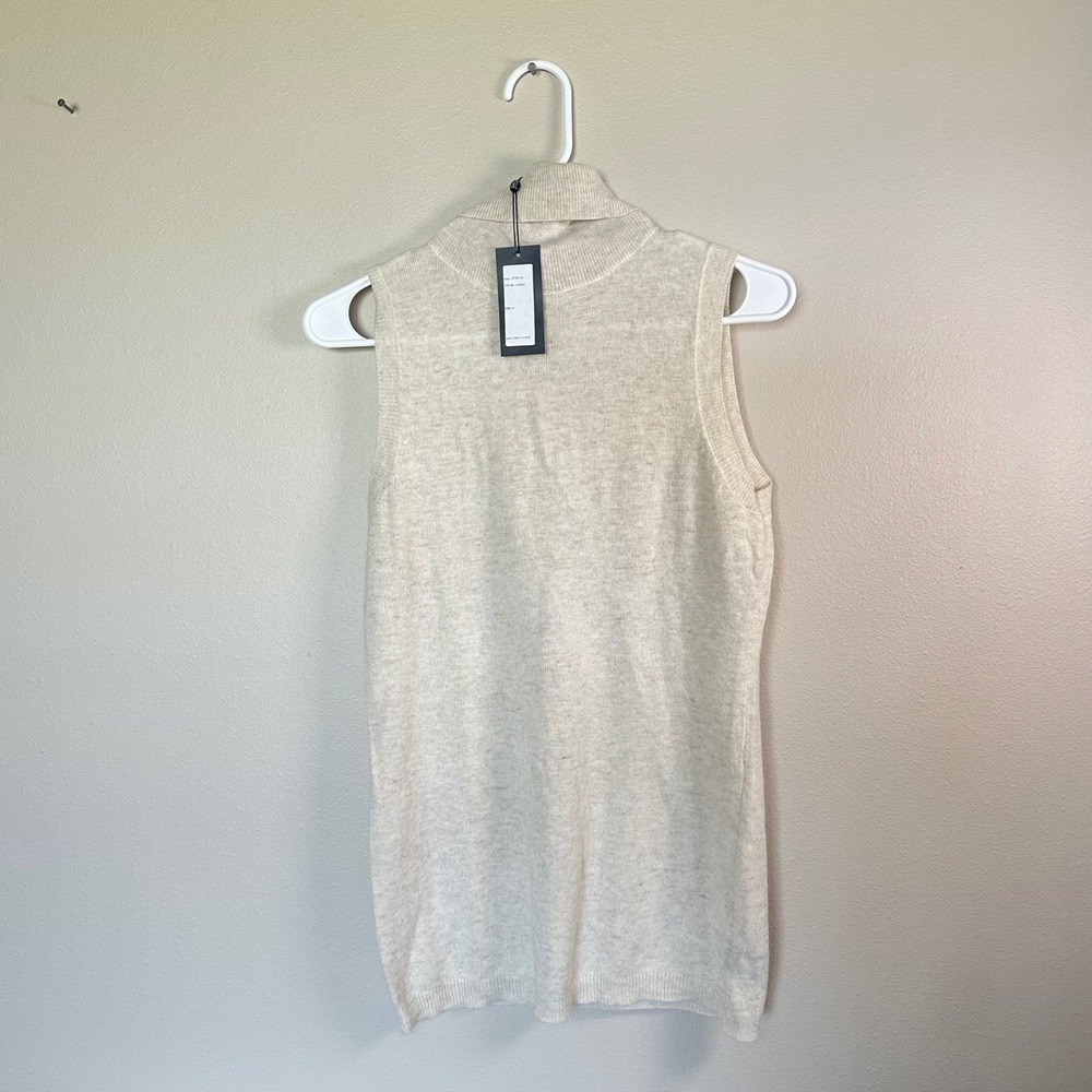 Vertigo Womens Sleeveless Turtleneck Sweater Oatmeal Beige Wool Angora Blend M